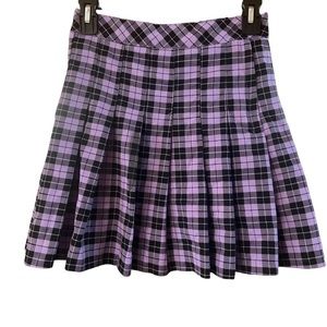 DIVIDED Purple & Black Plaid Y2K Pleated School Girl Skater Skirt Size 2